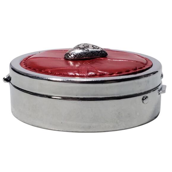 BRIGHTON PILL BOX Love Beat COLLECTION Red W/ Silver Heart - Picture 5 of 10